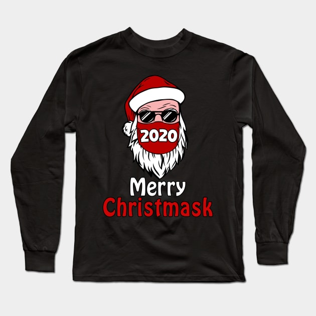 Merry Christmask 2020 Masked Santa For Christmas Pajamas Family Xmas Long Sleeve T-Shirt by Herotee